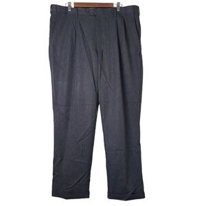 PERRY ELLIS PORTFOLIO Mens Charcoal Gray POLY Pleat Dress Slacks Pants sz 40 32